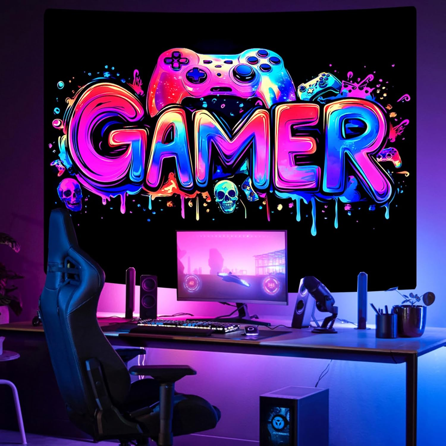 Dark RGB Gaming Room Wall Art Ideas Dark RGB Gaming Room Wall Art Ideas