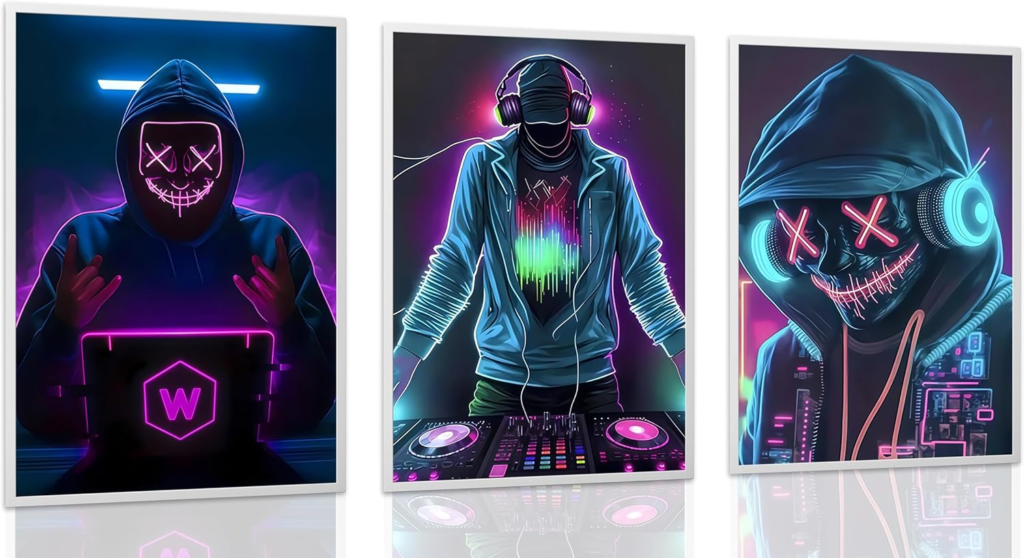 Cyberpunk Neon Gaming Wall Art Ideas image